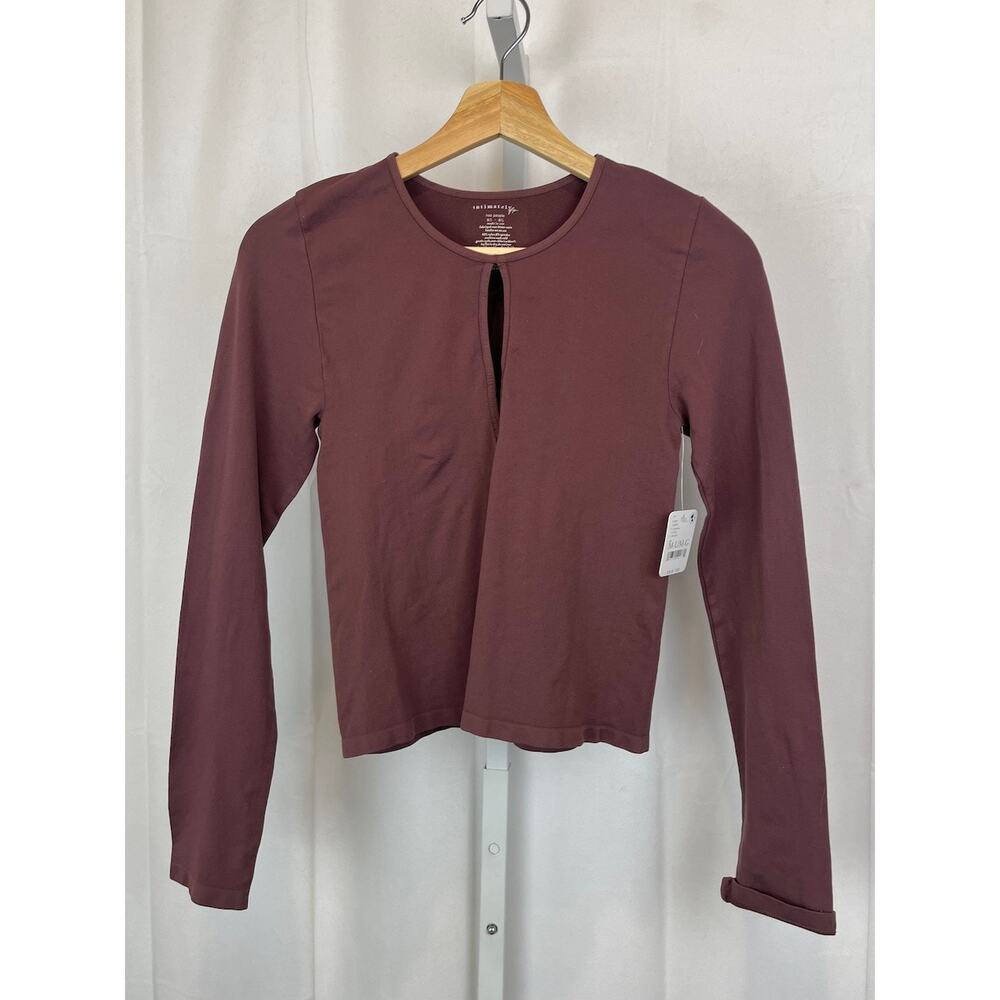 NWT FREE PEOPLE Intimately Makes Sense Top Keyhole Long Sleeve Purple Size M L - Picture 9 of 9